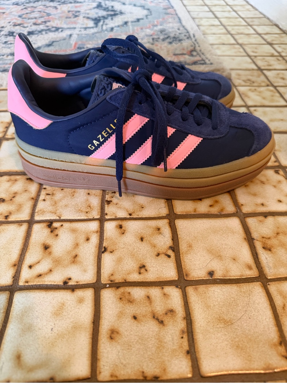 Adidas Gazelle Navy and Pink Platfrom Bold sneakers - Picture 3 of 6